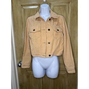 Hollister Women's Corduroy 100% Cotton Cropped Jacket Mustard Yellow Size L EUC